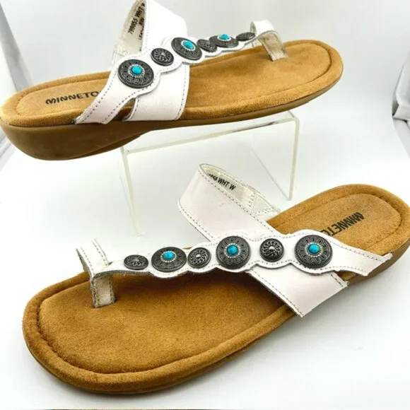 Minnetonka Womens Sandals, Sasha, Size 8W, White - Picture 4 of 7